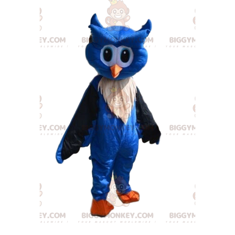 Costume de mascotte BIGGYMONKEY™ costume hibou bleu et blanc.