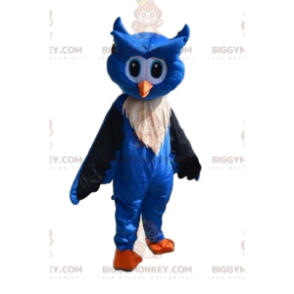 Costume de mascotte BIGGYMONKEY™ costume hibou bleu et blanc.