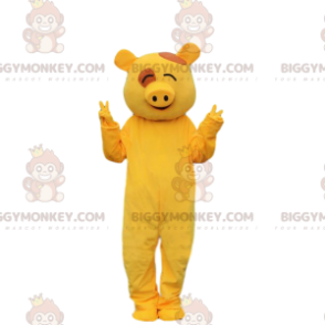 Kostium maskotki świnki BIGGYMONKEY™ Żółty kostium świnki.