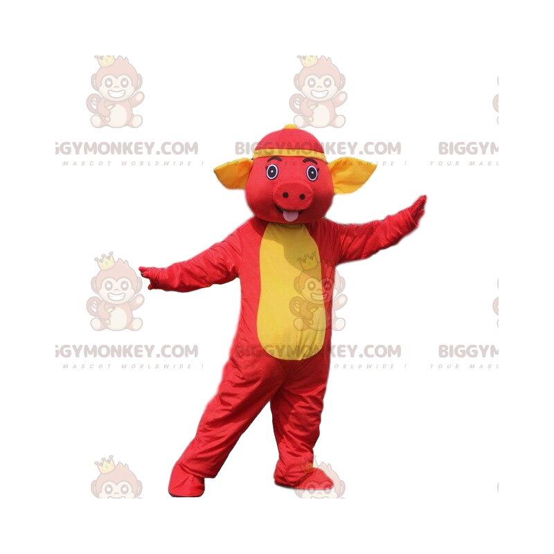 Red Pig BIGGYMONKEY™ maskotkostume. Grise kostume. grise