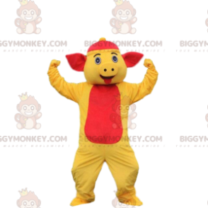 Fato de mascote de porco BIGGYMONKEY™ Fato de porco amarelo e