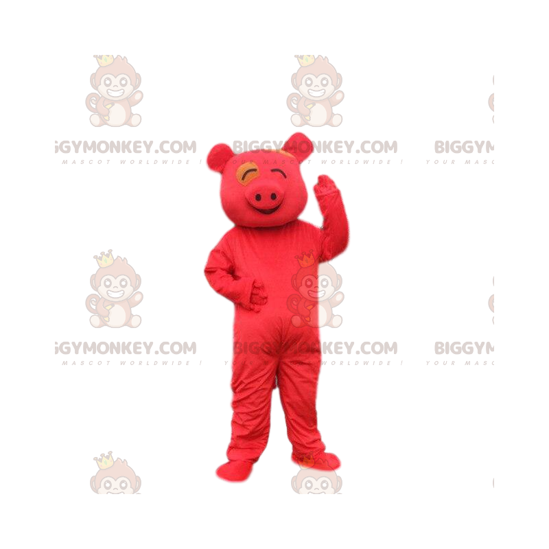 Red Pig Costume, BIGGYMONKEY™ Pig Mascot Costume, Asia Fancy