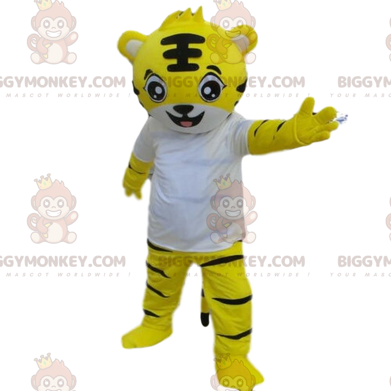 Tiger Costume, Yellow Tiger BIGGYMONKEY™ Mascot Costume, Feline