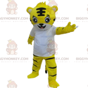 Tiger-Kostüm, Gelber Tiger BIGGYMONKEY™ Maskottchen-Kostüm