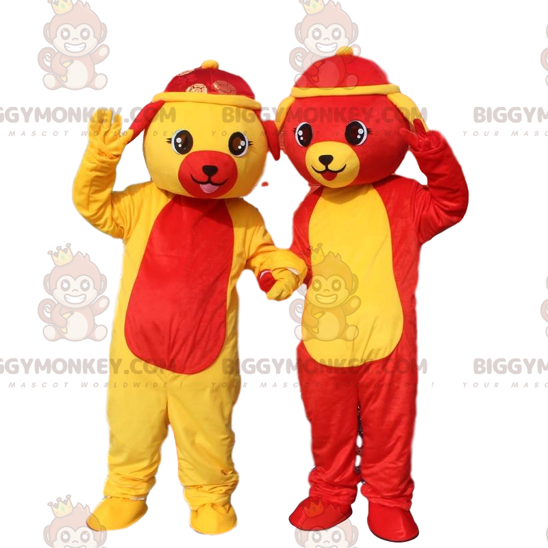 Duo de mascottes BIGGYMONKEY™ de chiens, costumes de chiens