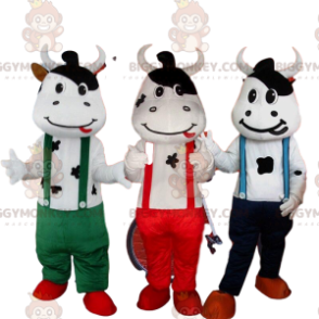 3 koe BIGGYMONKEY™s mascotte, koe kostuums, boerderij