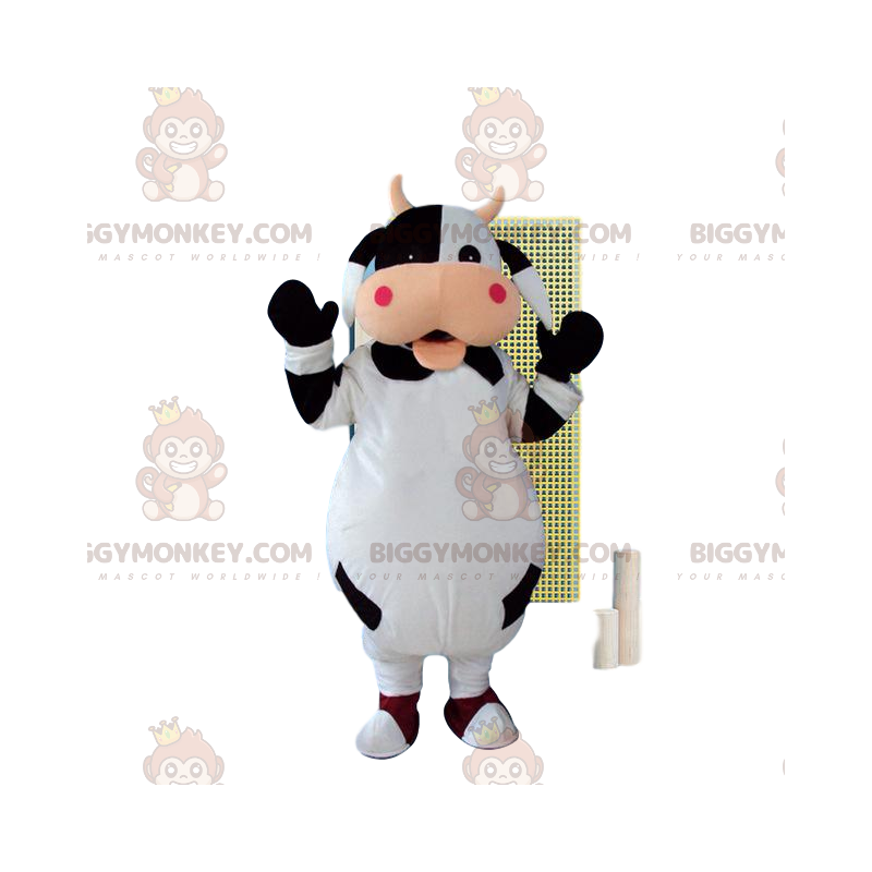 Traje de mascote de vaca BIGGYMONKEY™, fantasia de fazenda