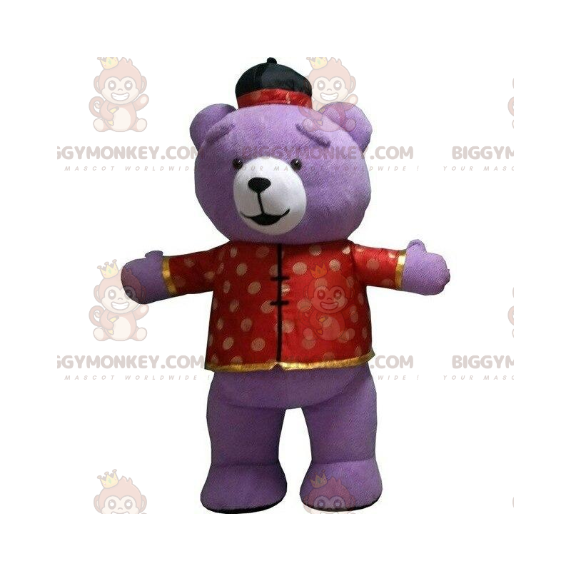 BIGGYMONKEY™ disfraz de mascota de oso de peluche morado