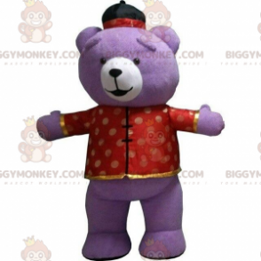 BIGGYMONKEY™ μεγάλη μοβ στολή μασκότ αρκουδάκι, στολή αρκούδας