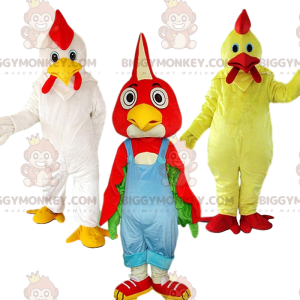 3 mascotas de gallina BIGGYMONKEY™, disfraces de pollo