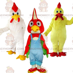 3 mascotte di gallina BIGGYMONKEY™, costumi da pollo, costumi