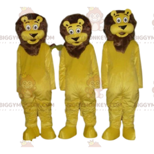 3 leoni BIGGYMONKEY™s mascotte, costume felino, costume della