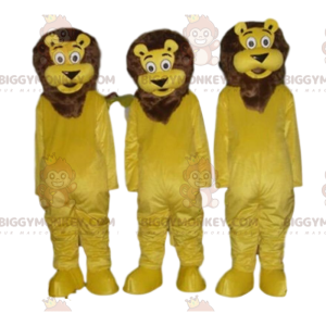 Mascote de 3 leões BIGGYMONKEY™, fantasia de felino, fantasia
