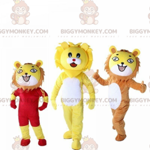 3 lion BIGGYMONKEY™s mascot, feline costume, jungle costume -