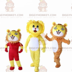 Mascote de 3 leões BIGGYMONKEY™, fantasia de felino, fantasia