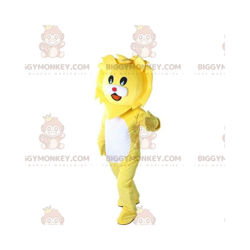 Στολή μασκότ BIGGYMONKEY™ κίτρινο λιοντάρι, στολή λιονταριού