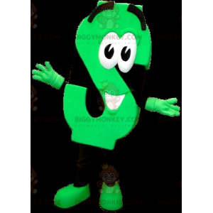 Costume mascotte BIGGYMONKEY™ con lettera S verde neon e nera -