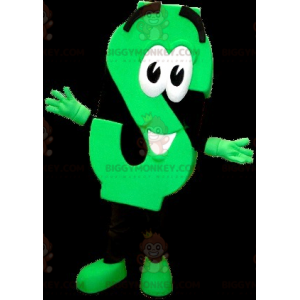 Disfraz de mascota BIGGYMONKEY™ verde neón y negro con letra S