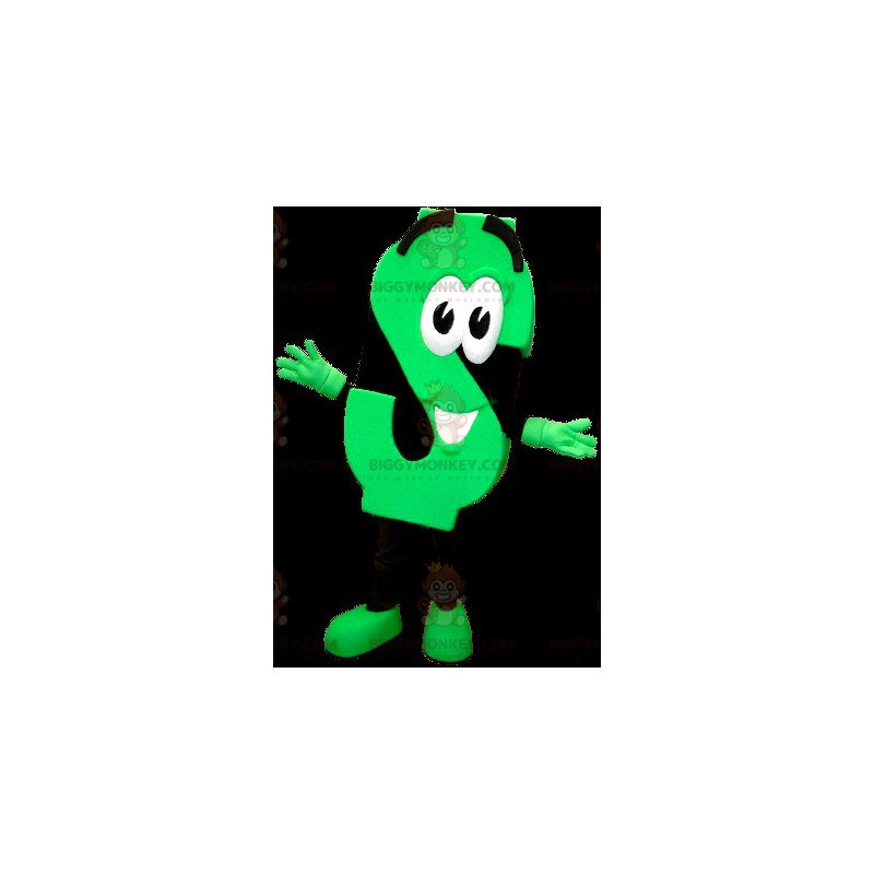 Costume mascotte BIGGYMONKEY™ con lettera S verde neon e nera -