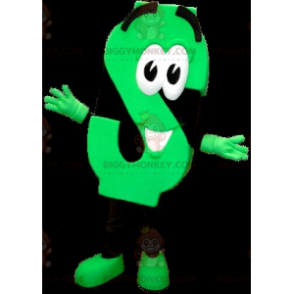 Traje de mascote Neon Verde e Preto Letra S BIGGYMONKEY™ –