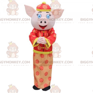 Traje de mascote de porco asiático BIGGYMONKEY™, traje