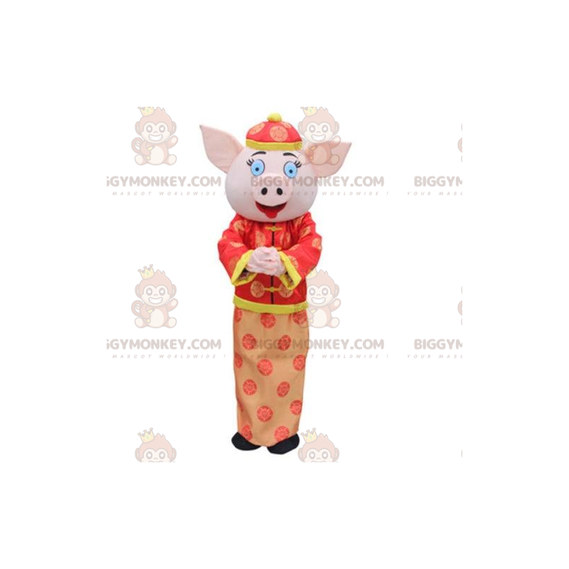 Asia pig BIGGYMONKEY™ mascot costume, asian costume, sow fancy