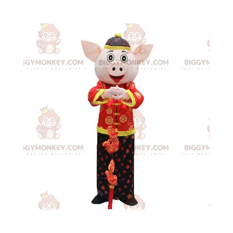 Asia pig BIGGYMONKEY™ mascot costume, asian costume, sow fancy