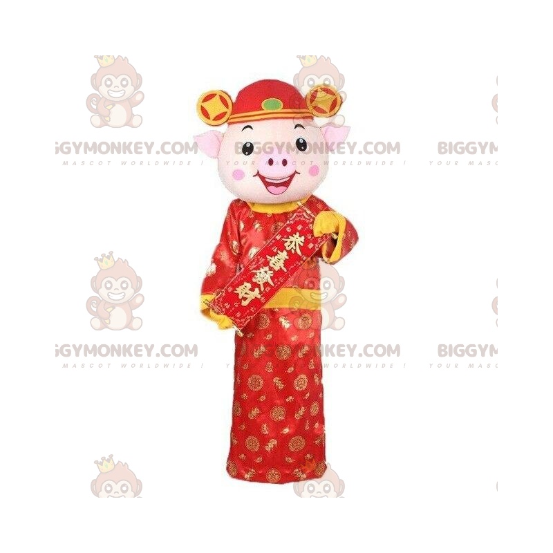 Kiinalainen kyltti BIGGYMONKEY™ maskottiasu, sikapuku, sikaasu