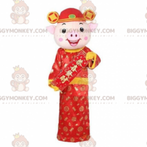Κινέζικη στολή μασκότ BIGGYMONKEY™, φανταχτερό φόρεμα χοίρου