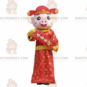BIGGYMONKEY™ kiinalainen kyltti-maskottiasu, sika-asu