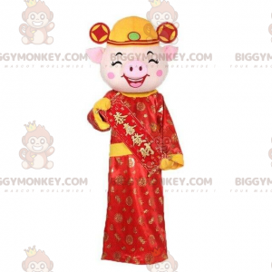 Asia Pig BIGGYMONKEY™ maskotkostume, asiatisk kostume, Red Pig