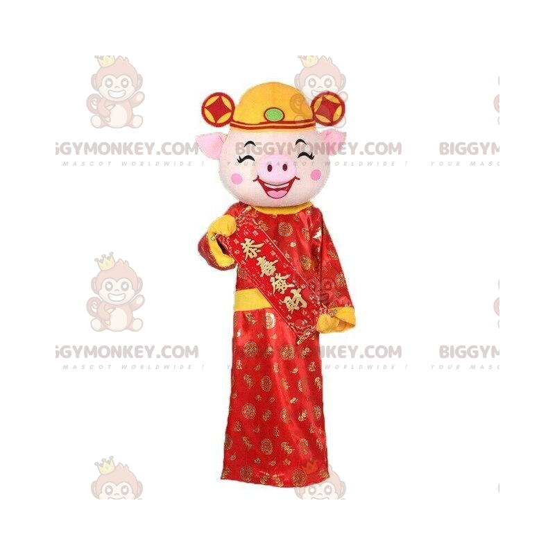 Asia Pig BIGGYMONKEY™ maskotkostume, asiatisk kostume, Red Pig