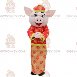 Costume de mascotte BIGGYMONKEY™ cochon coquet, costume Asie
