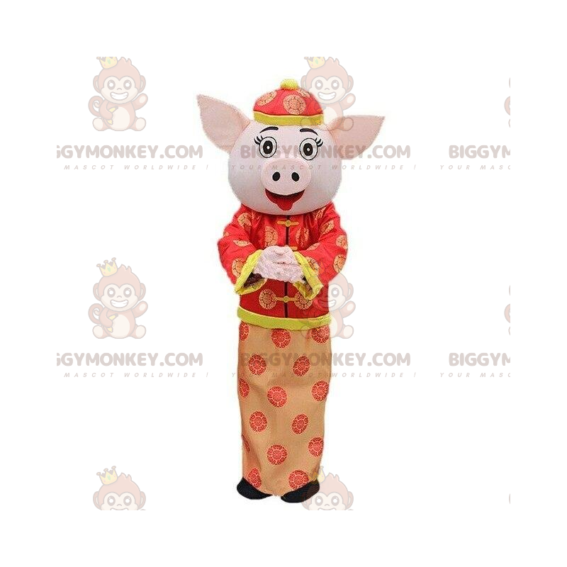 BIGGYMONKEY™ koket varken mascotte kostuum, Azië kostuum
