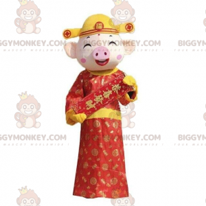 Costume de mascotte BIGGYMONKEY™ cochon rieur, Costume de