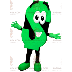 Disfraz de mascota BIGGYMONKEY™ verde neón y negro con letra S