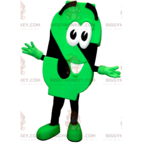 Disfraz de mascota BIGGYMONKEY™ verde neón y negro con letra S