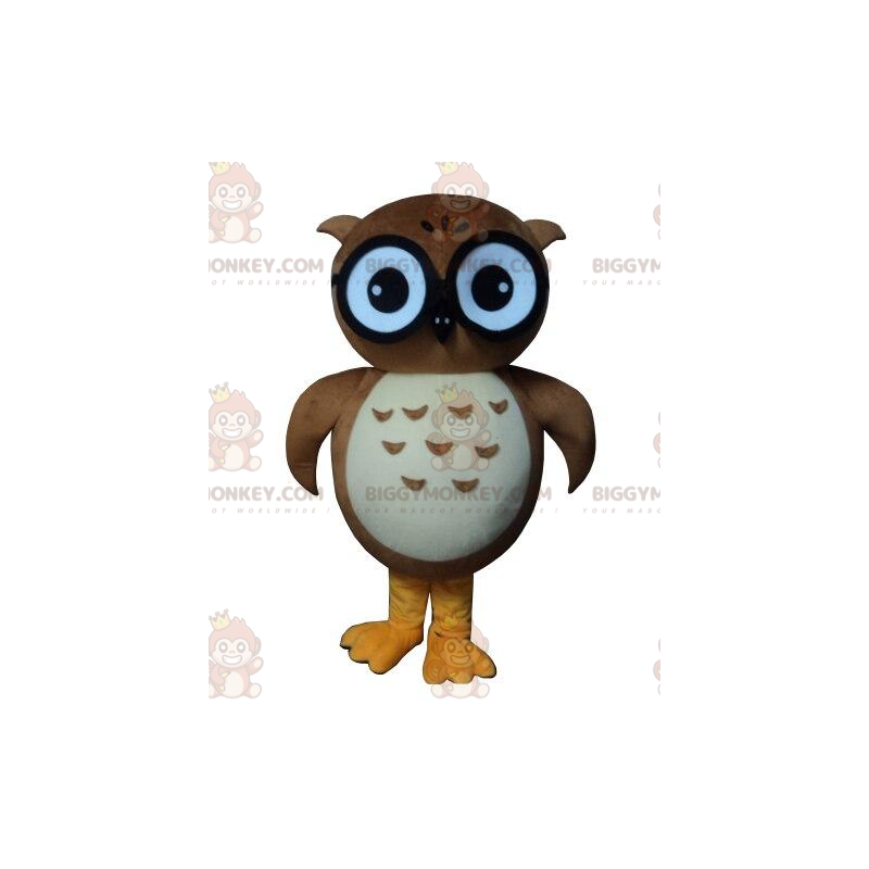 BIGGYMONKEY™ mascot costume of owl, owl, brown owl costume –