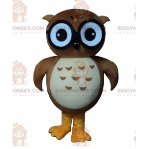 BIGGYMONKEY™ mascot costume of owl, owl, brown owl costume -