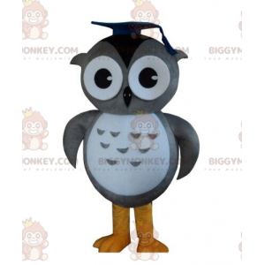 Big Grey Owl BIGGYMONKEY™ Maskotdräkt, Uggladräkt, Graduate -