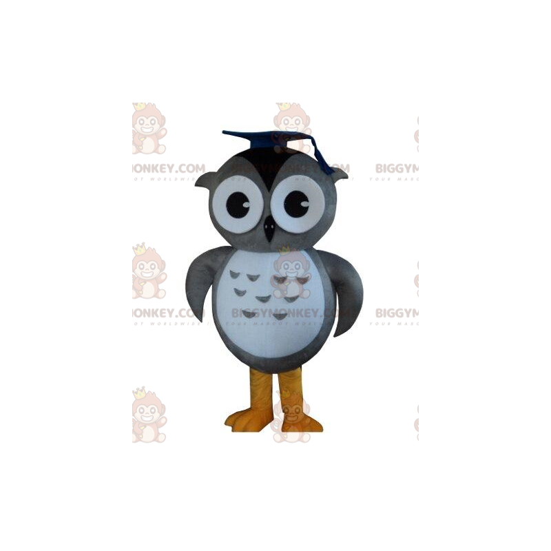 Big Gray Owl BIGGYMONKEY™ Mascot Costume, Owl Costume, Graduate