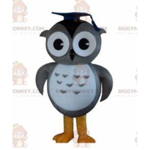 Big Gray Owl BIGGYMONKEY™ Mascot Costume, Owl Costume, Graduate