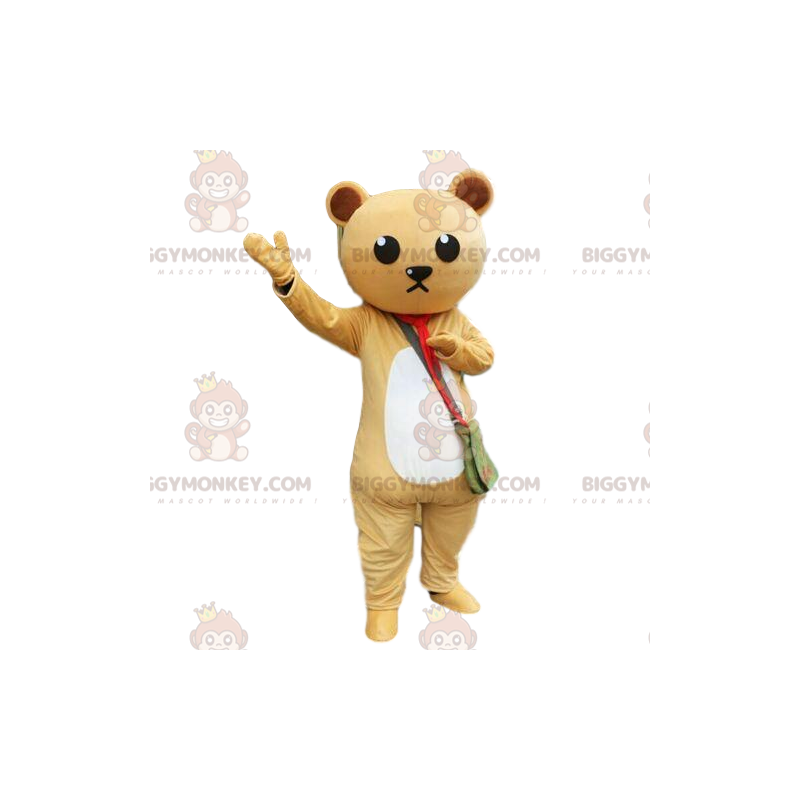 Beige and white teddy BIGGYMONKEY™ mascot costume, teddy bear