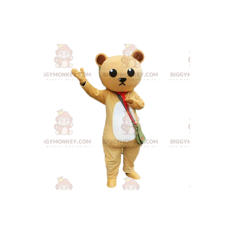 Beige-weißes BIGGYMONKEY™-Maskottchen-Teddykostüm