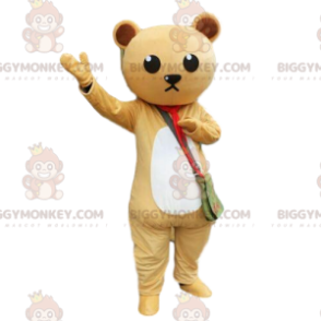 Beige and white teddy BIGGYMONKEY™ mascot costume, teddy bear