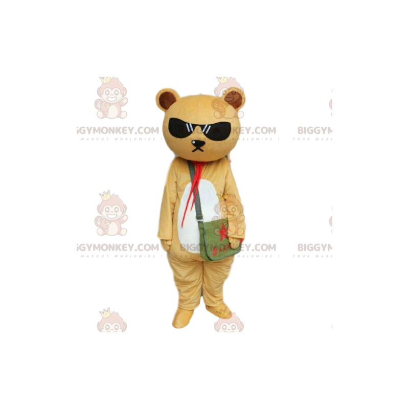 Beige and white teddy BIGGYMONKEY™ mascot costume, teddy bear