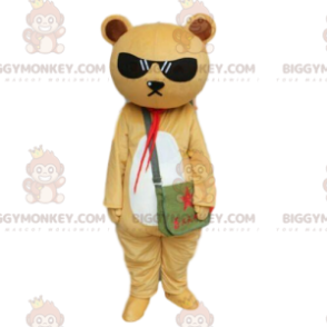 Beige and white teddy BIGGYMONKEY™ mascot costume, teddy bear