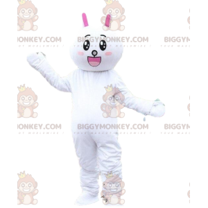 Στολή μασκότ Bunny BIGGYMONKEY™, βελούδινη στολή λαγουδάκι.