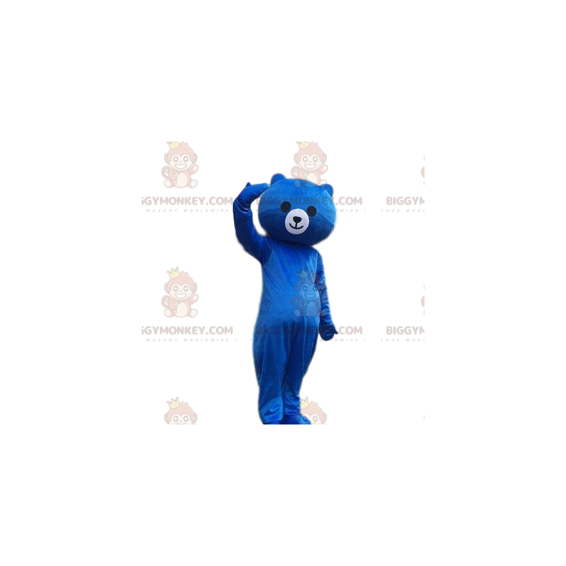 Blauwe teddybeer BIGGYMONKEY™ mascottekostuum, blauwe