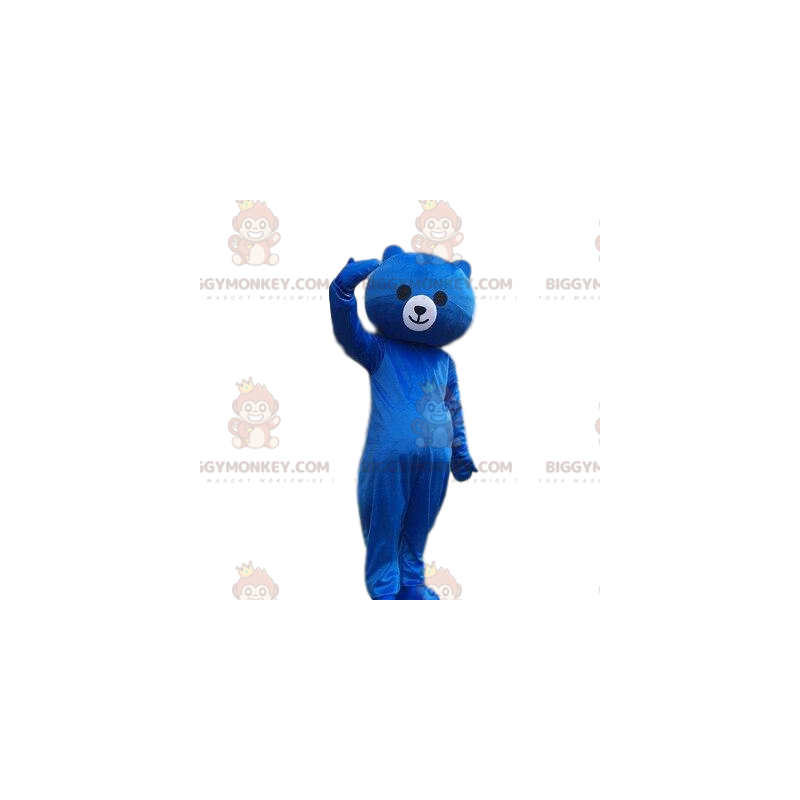 Blå nallebjörn BIGGYMONKEY™ maskotdräkt, blå björndräkt